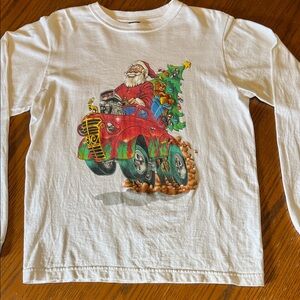 art class White Long Sleeve Shirt with Santa and Red Car Size 14